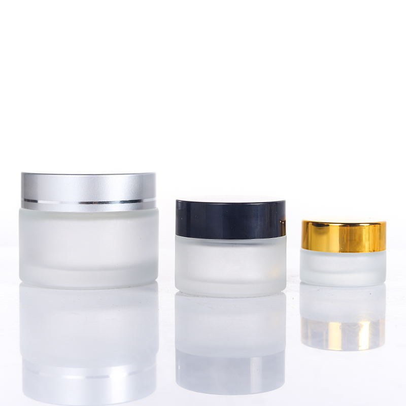 Mini 5g 10g 15g Black Gold Small Round Empty Frosted Clear Cosmetic Cream Glass Jar
