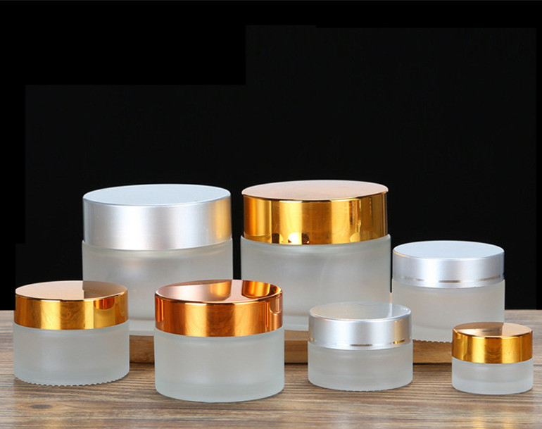 Mini 5g 10g 15g Black Gold Small Round Empty Frosted Clear Cosmetic Cream Glass Jar