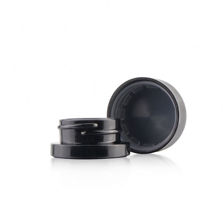 Mini 5g black violet colored cylindrical glass canister UV gel glass jar with lids lip balm ball container jars with CRC cap