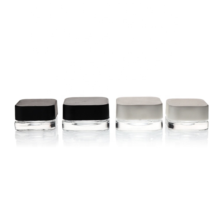 Mini 5ml 10ml Square Glass Wax Concentrate Storage Container Dab Jar Cosmetics Packaging Lip Balm Containers