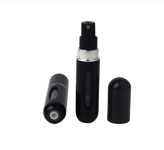 Mini 5ml Bullet Shaped Refillable Aluminum Perfume Glass Spray Bottle with Atomizer for Travel