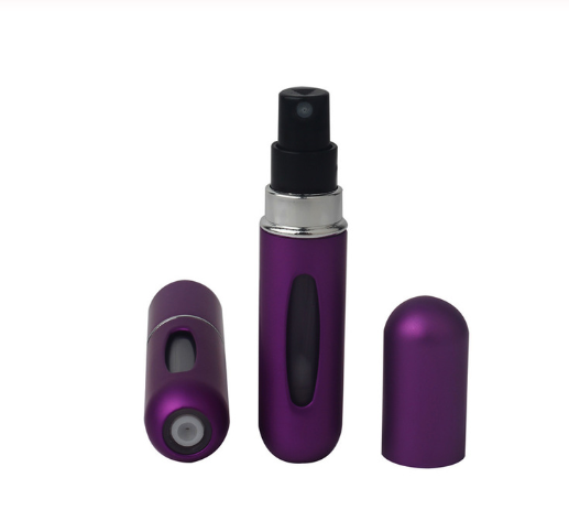 Mini 5ml Bullet Shaped Refillable Aluminum Perfume Glass Spray Bottle with Atomizer for Travel