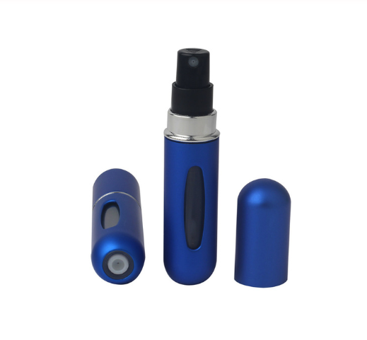Mini 5ml Bullet Shaped Refillable Aluminum Perfume Glass Spray Bottle with Atomizer for Travel
