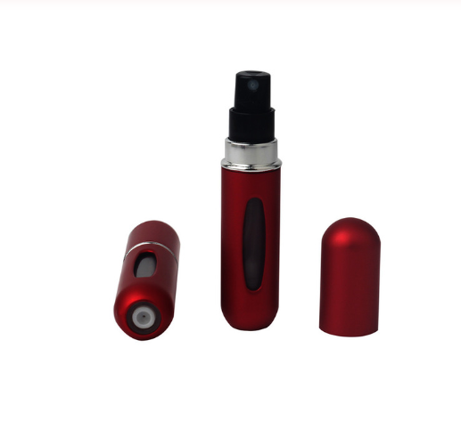 Mini 5ml Bullet Shaped Refillable Aluminum Perfume Glass Spray Bottle with Atomizer for Travel