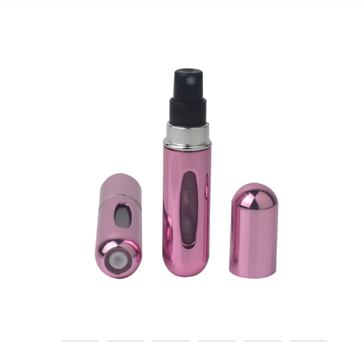 Mini 5ml Bullet Shaped Refillable Aluminum Perfume Glass Spray Bottle with Atomizer for Travel