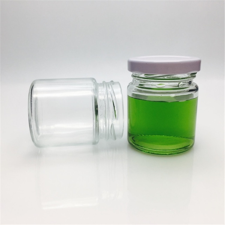 Mini 60ml empty glass cans for candy canning child resistant glass jar in stock wholesale