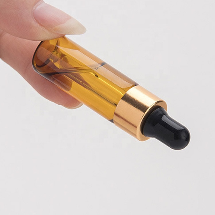 Mini Amber Dropper Bottle Refillable Empty Container 5ml 3ml 2ml 1ml tiny portable glass Vials With Pipette for cosmetic perfume