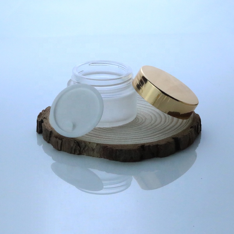 Mini Cosmetic Personal Care Packaging 5 ml 10ml 30 ml 50ml Frosted Lip Balm Small Container Glass Jar With UV Lid (GJM20)