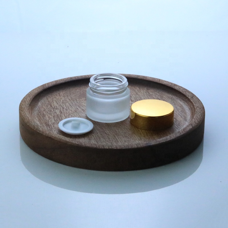 Mini Cosmetic Personal Care Packaging 5 ml 10ml 30 ml 50ml Frosted Lip Balm Small Container Glass Jar With UV Lid (GJM20)