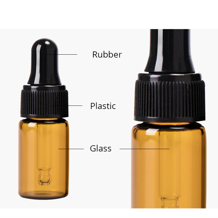 Mini Cute Amber Small Glass Dropper Bottles Jars Essential Oil bottles Vials