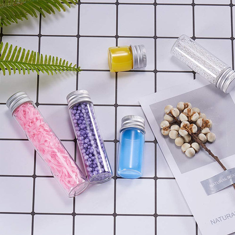 Mini Cute Small Clear Glass Bottle Vials Message Bottle with Screw Aluminum Cap