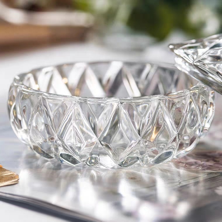 Mini Drop-shaped Transparent Storage Jar Vintage Carved Glass Jewelry Box Candy Jar