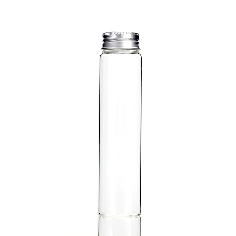 Mini Elevn Different Size Borosilicate Glass Tube Jars with Screw Metal Lid for Small Display Samples