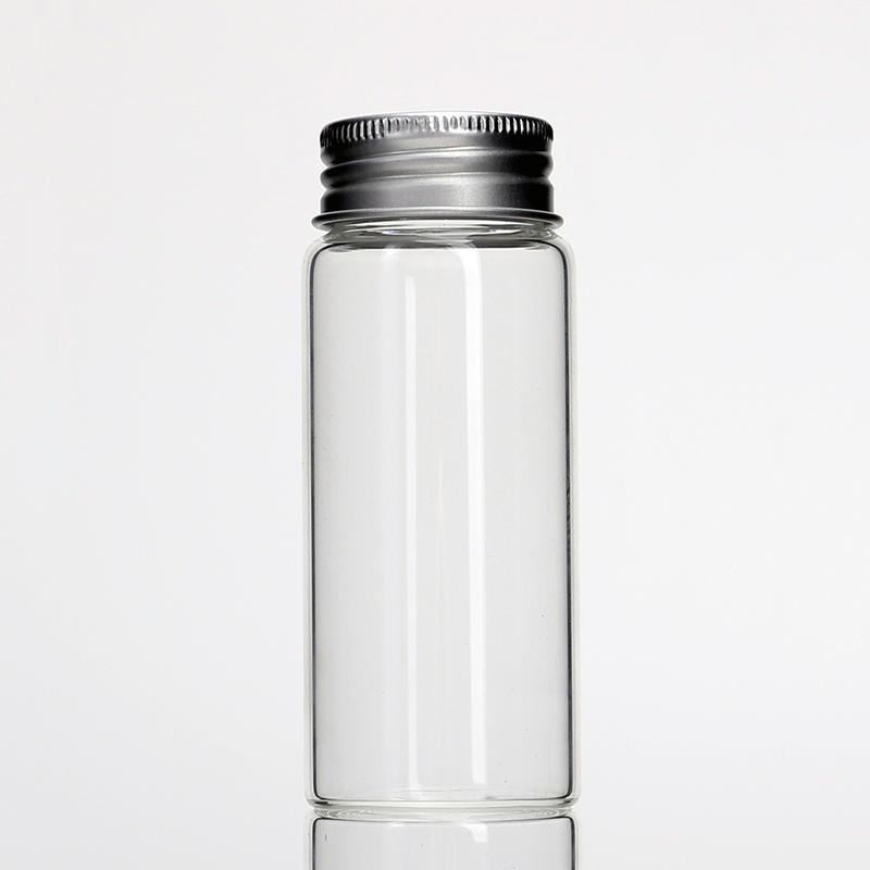 Mini Elevn Different Size Borosilicate Glass Tube Jars with Screw Metal Lid for Small Display Samples
