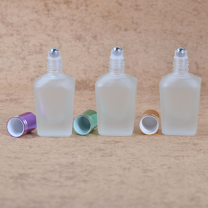 Mini Empty 12ml 15ml Frosted Roller Glass Bottles Roll on Bottle for Essential Oil Wholelsae