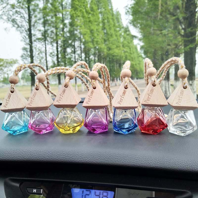 Mini Empty 5ml 8ml 10ml Various Shape Auto Parfum Diffuser Container Car Hanging Glass Bottles Air Freshener Car Perfume Bottle