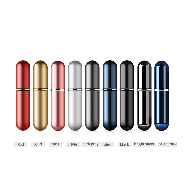 Mini Empty Steel Metal Refill Twist Aluminum Perfume Spray Glass Bottle with Atomizer 5ml for Cosmetic Packaging