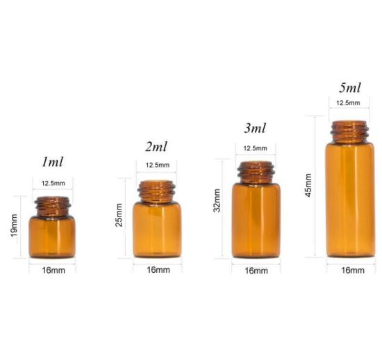 Mini Essential Oil Glass Bottles 1ml 2ml 3ml with Black Personal Care Screw Cap Covers and Tips