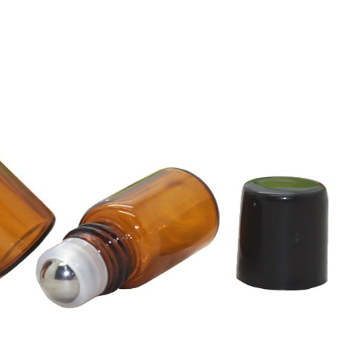 Mini Essential Oil Roller Vials 2ml Amber Glass Metal Ball Empty Roll On Glass Perfume Bottle