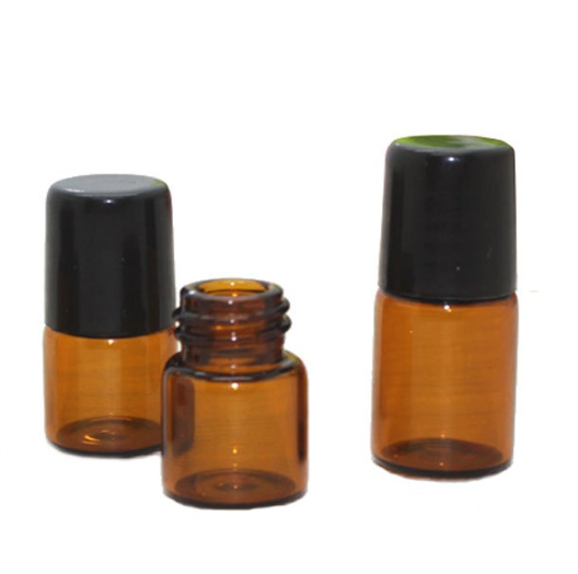 Mini Essential Oil Roller Vials 2ml Amber Glass Metal Ball Empty Roll On Glass Perfume Bottle