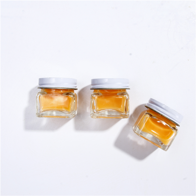 Mini Glass Jar With Matte White Screw Cap For Jam Honey 20ml Square Shape For Sale