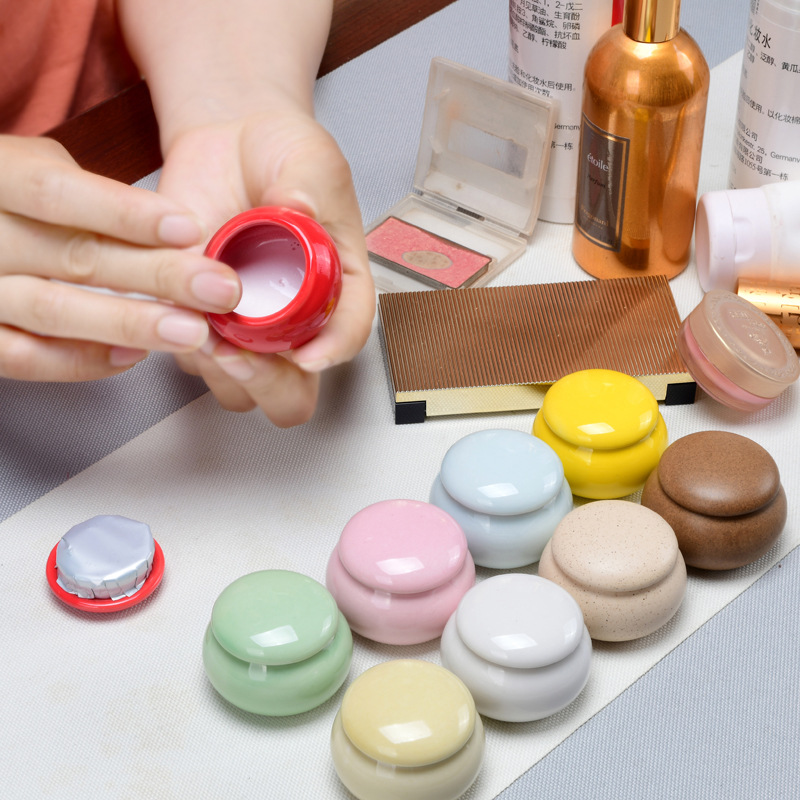 Mini Handmade Vintage Colorful Rouge Ceramic Cream Jar