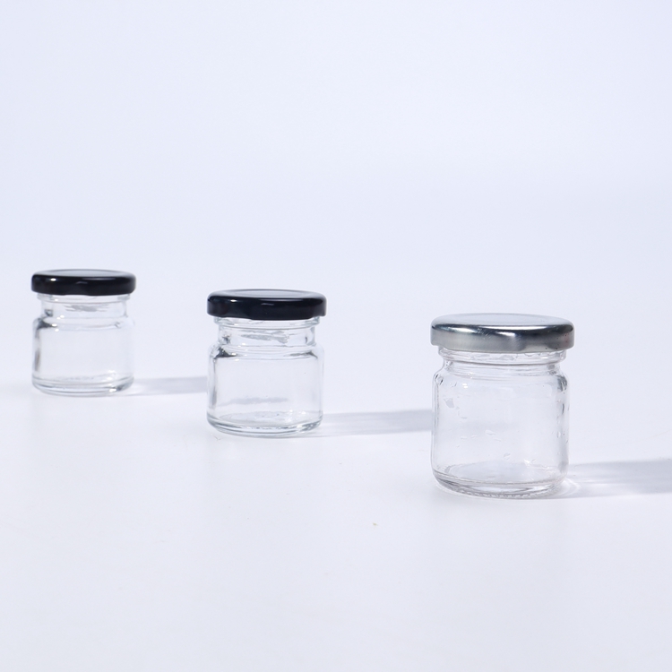 Mini Honey Glass Jar Jars Wholesale Custom 1oz 2oz Empty Round Clear Mini Jam Honey Glass Jar