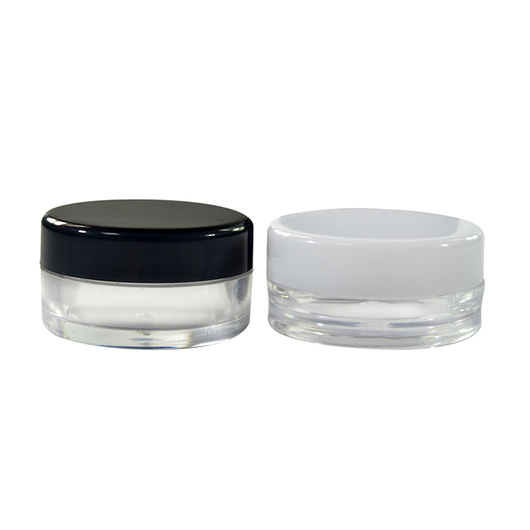 Mini PS round shape 3g 5g plastic cosmetic cream jar with colorful lid