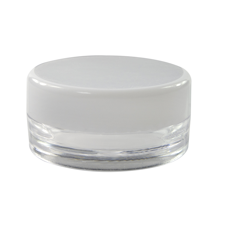 Mini PS round shape 3g 5g plastic cosmetic cream jar with colorful lid