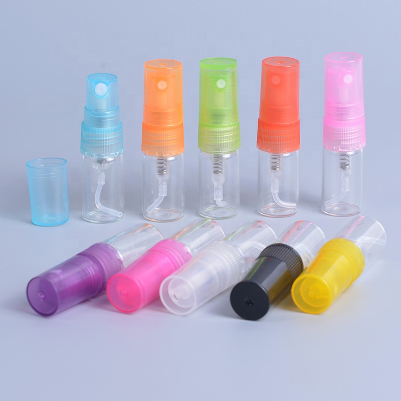 Mini Pocket 2ml Refillable Empty Clear Glass Perfume Bottles Portable Parfum Bottle with Plastic Spray Atomizer Wholesale