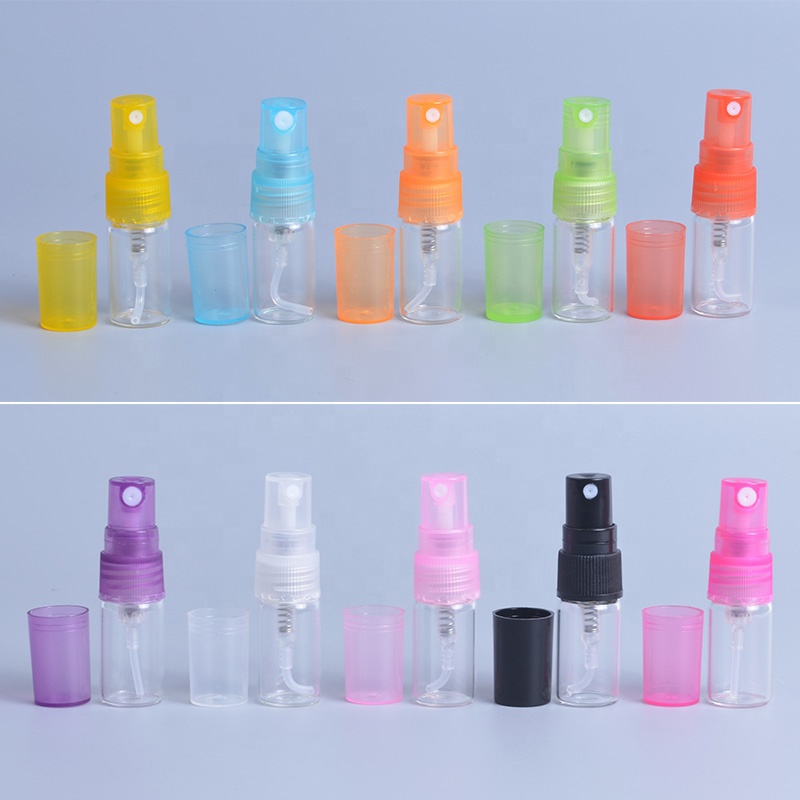 Mini Pocket 2ml Refillable Empty Clear Glass Perfume Bottles Portable Parfum Bottle with Plastic Spray Atomizer Wholesale