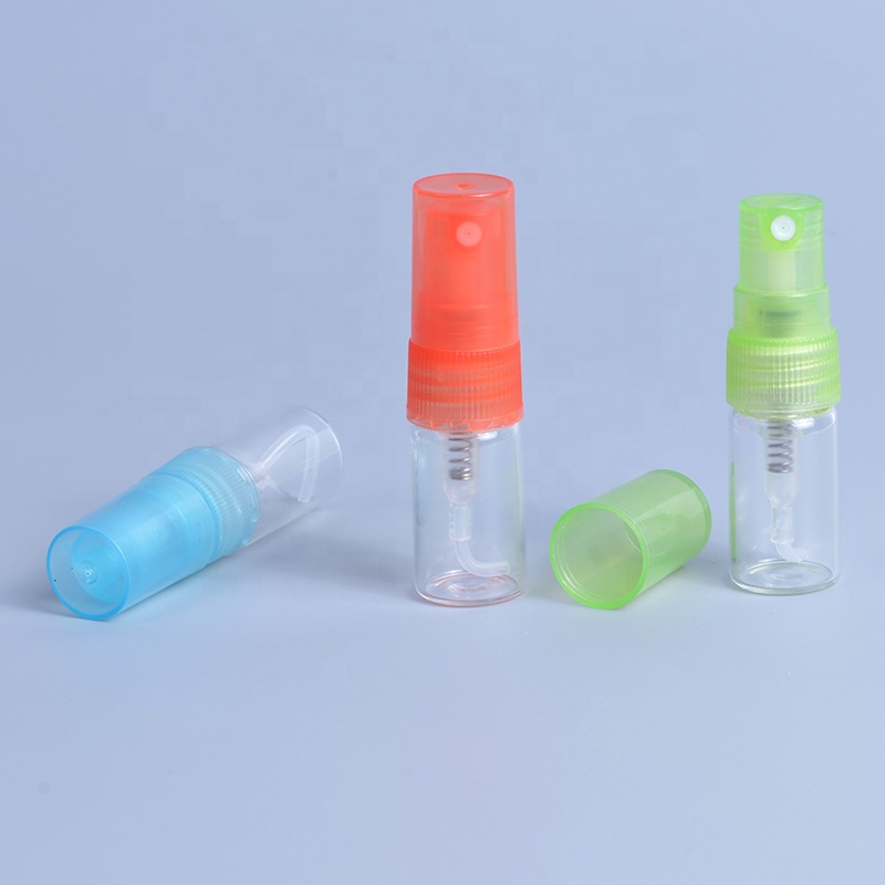 Mini Pocket 2ml Refillable Empty Clear Glass Perfume Bottles Portable Parfum Bottle with Plastic Spray Atomizer Wholesale