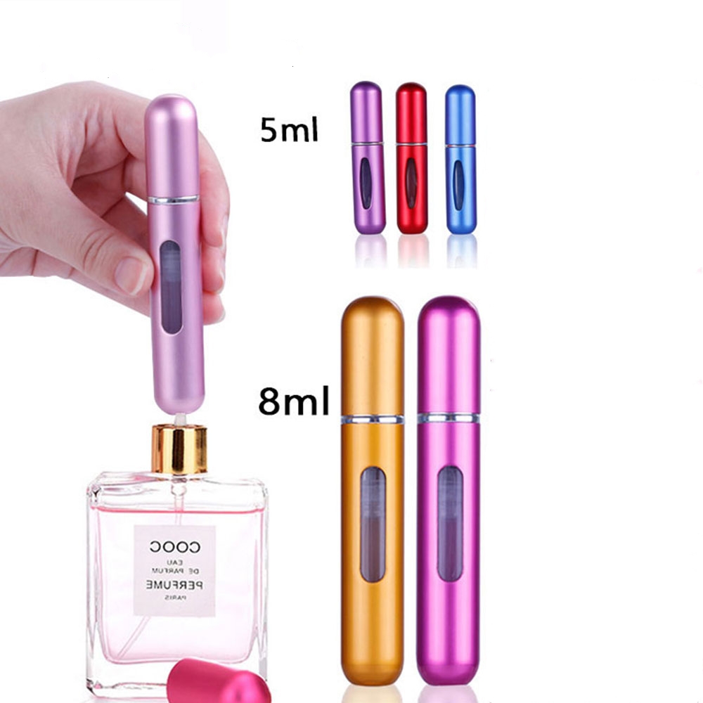 Mini Portable Refillable 8ml 5ml Perfume Aluminum Atomizer Spray Cosmetic Bottle