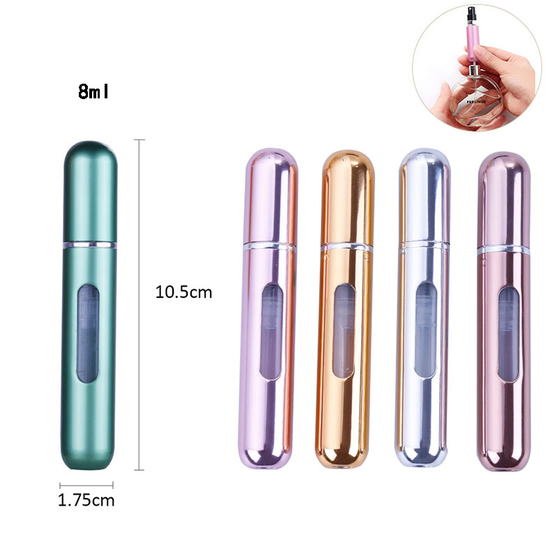 Mini Portable Refillable 8ml 5ml Perfume Aluminum Atomizer Spray Cosmetic Bottle