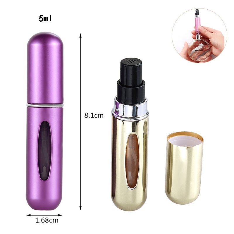 Mini Portable Refillable 8ml 5ml Perfume Aluminum Atomizer Spray Cosmetic Bottle