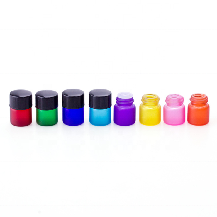 Mini Sample Essential oil bottles 1Ml Frosted Colored Small Glass tube bottle