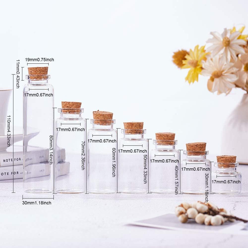 Mini Small Tiny Wishing Glass Bottles Vial with Cork Stopper