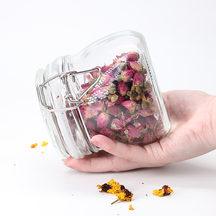 Mini Square Clear Kitchen Storage Glass Spice Jar Container With Airtight Lids