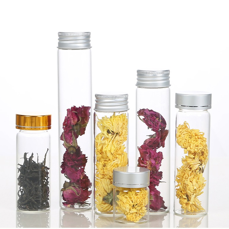 Mini Test Borosilicate Tube Glass Bottle WIth Cork And Aluminum Cap