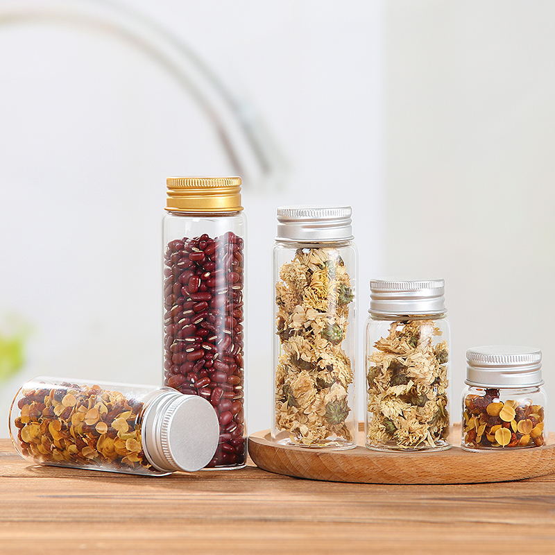 Mini Test Borosilicate Tube Glass Bottle WIth Cork And Aluminum Cap