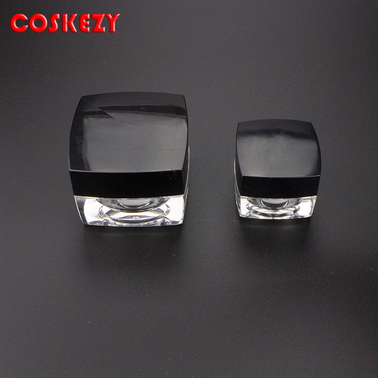 Mini Yellow Empty Square Shape Plastic Cream Container 5g, Clear Cosmetic Skin Cream Jar 10g, Empty Modern Cosmetic Packaging