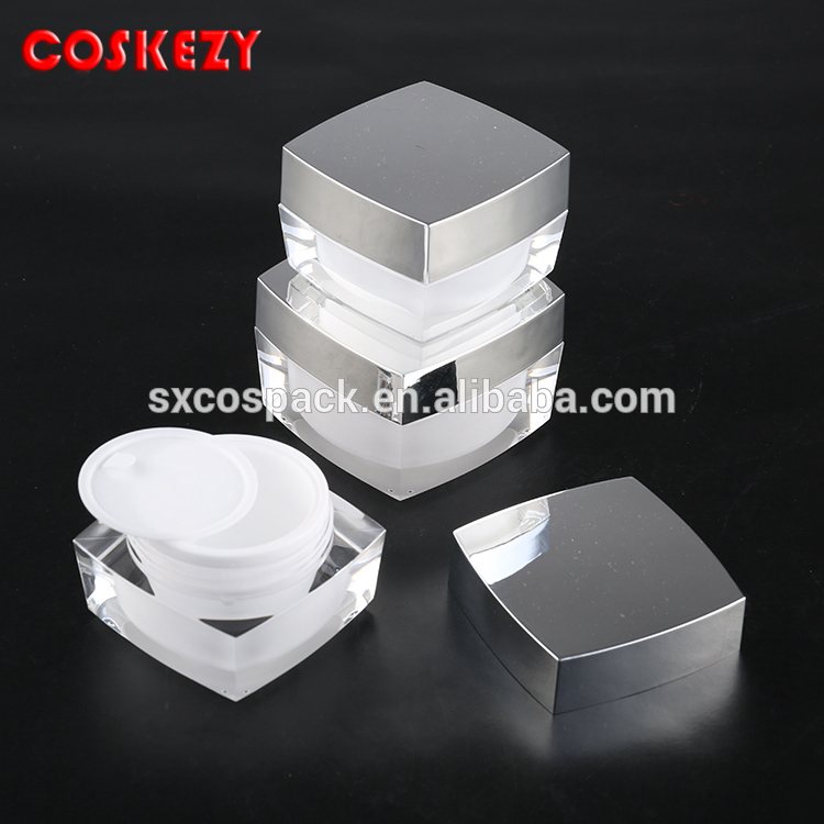 Mini Yellow Empty Square Shape Plastic Cream Container 5g, Clear Cosmetic Skin Cream Jar 10g, Empty Modern Cosmetic Packaging