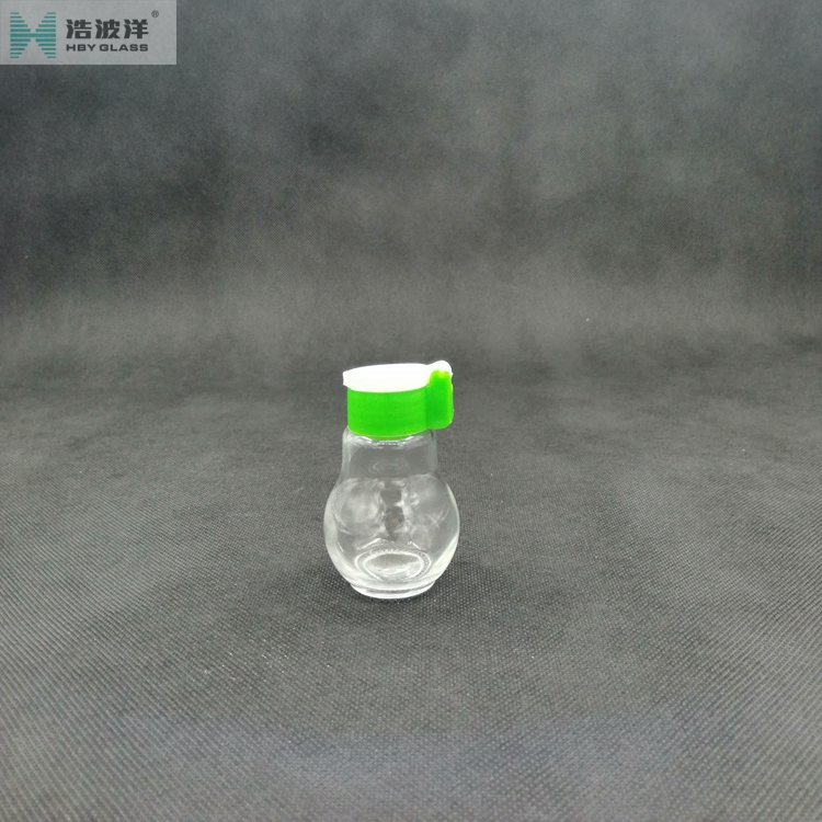 Mini bulb shaped 47ml spice pepper glass bottle with plastic cap
