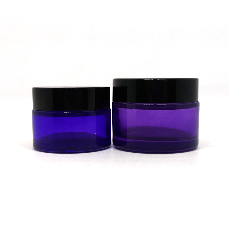 Mini cream sample lip balm small container 10ml blue glass cosmetic jar for skincare packaging