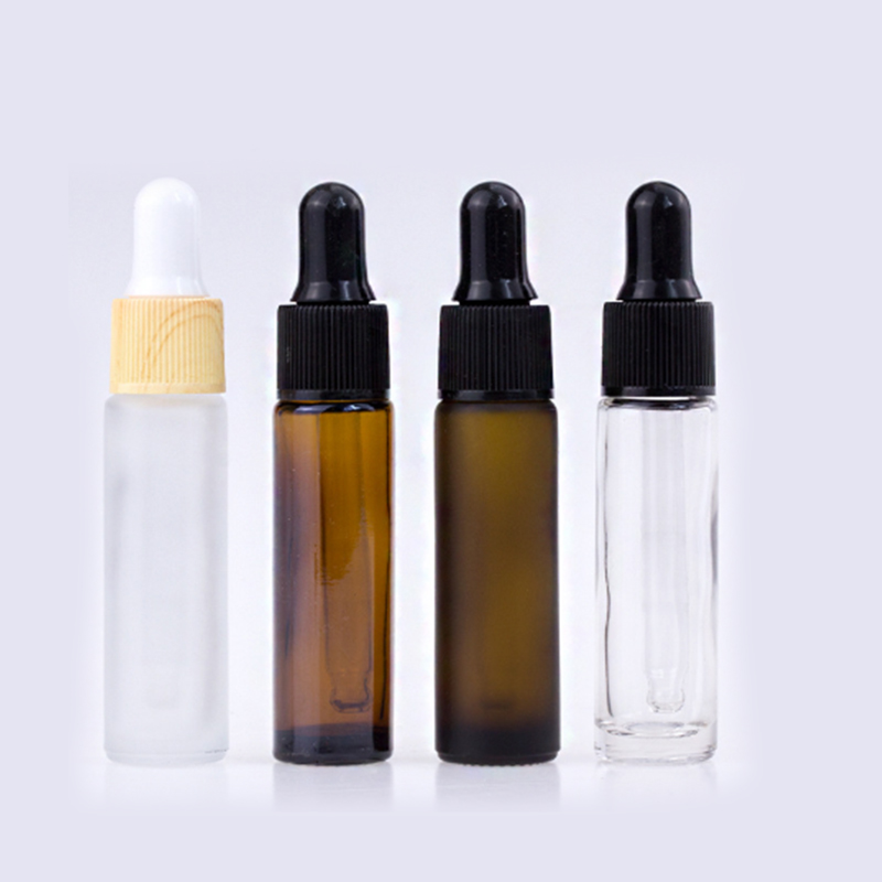 Mini essential oil amber clear amber frosted serum lotion cosmetic skincare samples 0.5oz 5ml 10ml glass dropper bottle