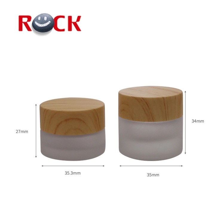 Mini frosted bamboo glass cream jar 5g 10g lotion bottle wood cap