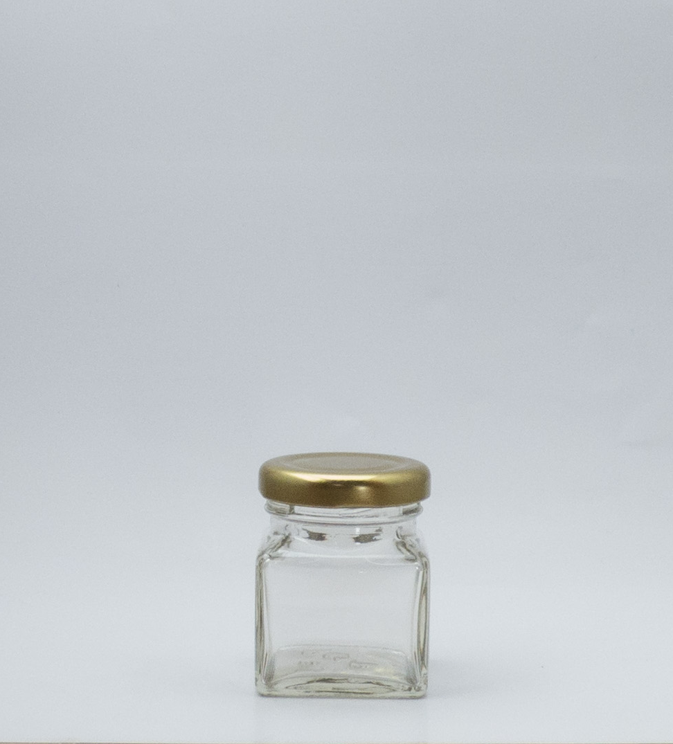 Mini glass jar screw top honey jar glass square glass jar 50ml