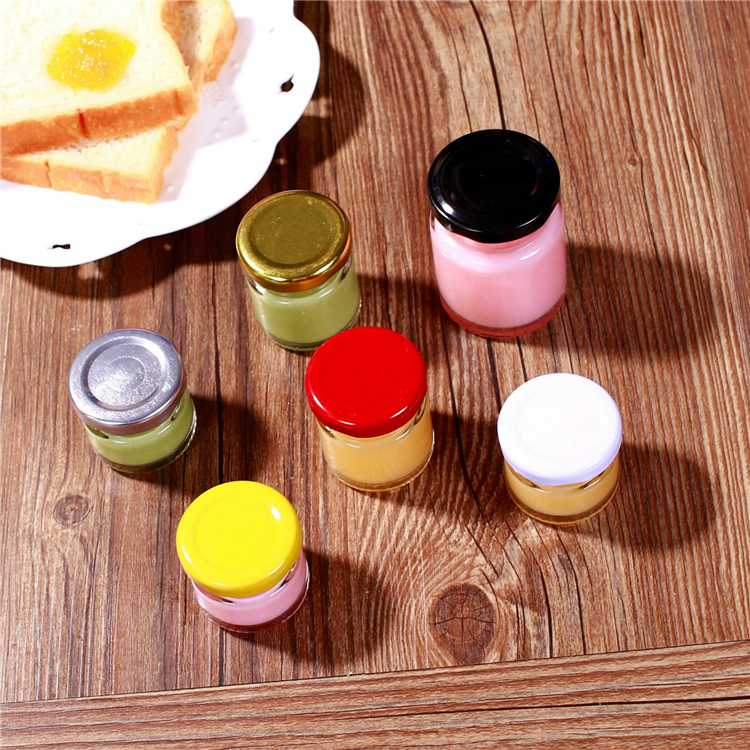 Mini honey jar 30ml glass bottle for honey with metal Lid clear glass jam jar