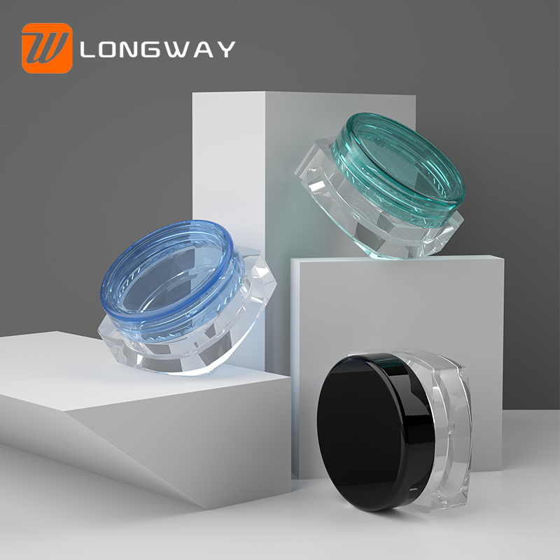 Mini luxury small colorful 3g 5g cosmetic empty plastic square pigment balm cream jar with lid for nail powder container 5ml