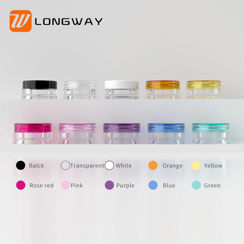 Mini luxury small colorful 3g 5g cosmetic empty plastic square pigment balm cream jar with lid for nail powder container 5ml